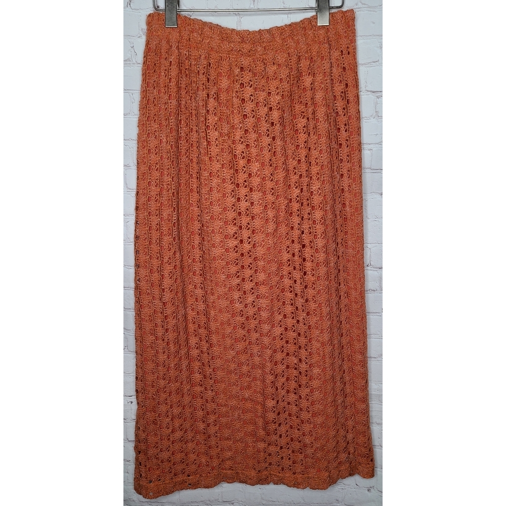 Y2K Vintage cottagecore crochet Metallic midi skirt